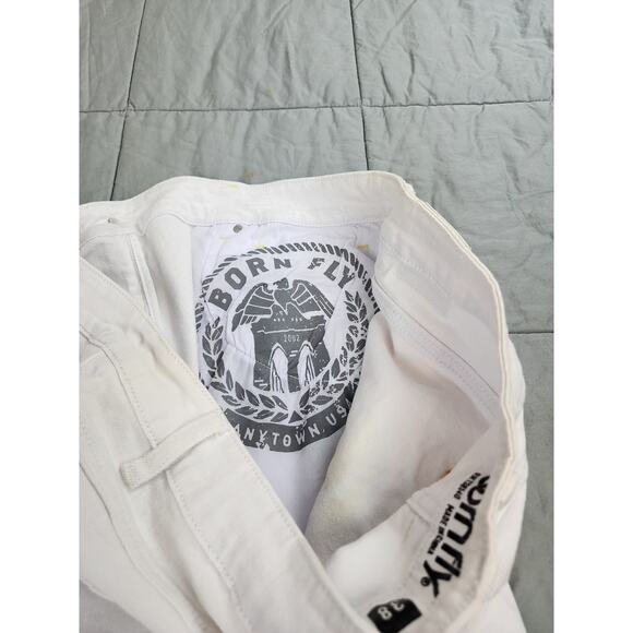 Born Fly Shorts Mens 38 white cotton Denim Jean  Skater Streetwear New york - Picture 8 of 15